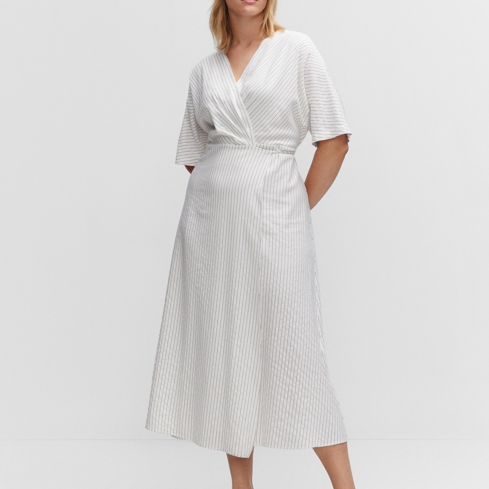 Mango: Striped Maxi Wrap Dress, Size 14